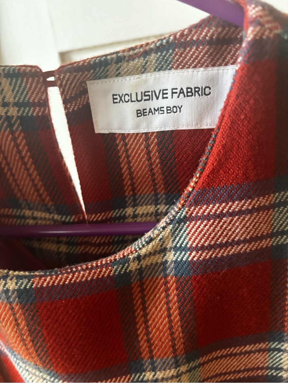 BEAMS BOY Plaid Sleeveless Red Midi Dress exclusive fabric - Picture 4 of 6